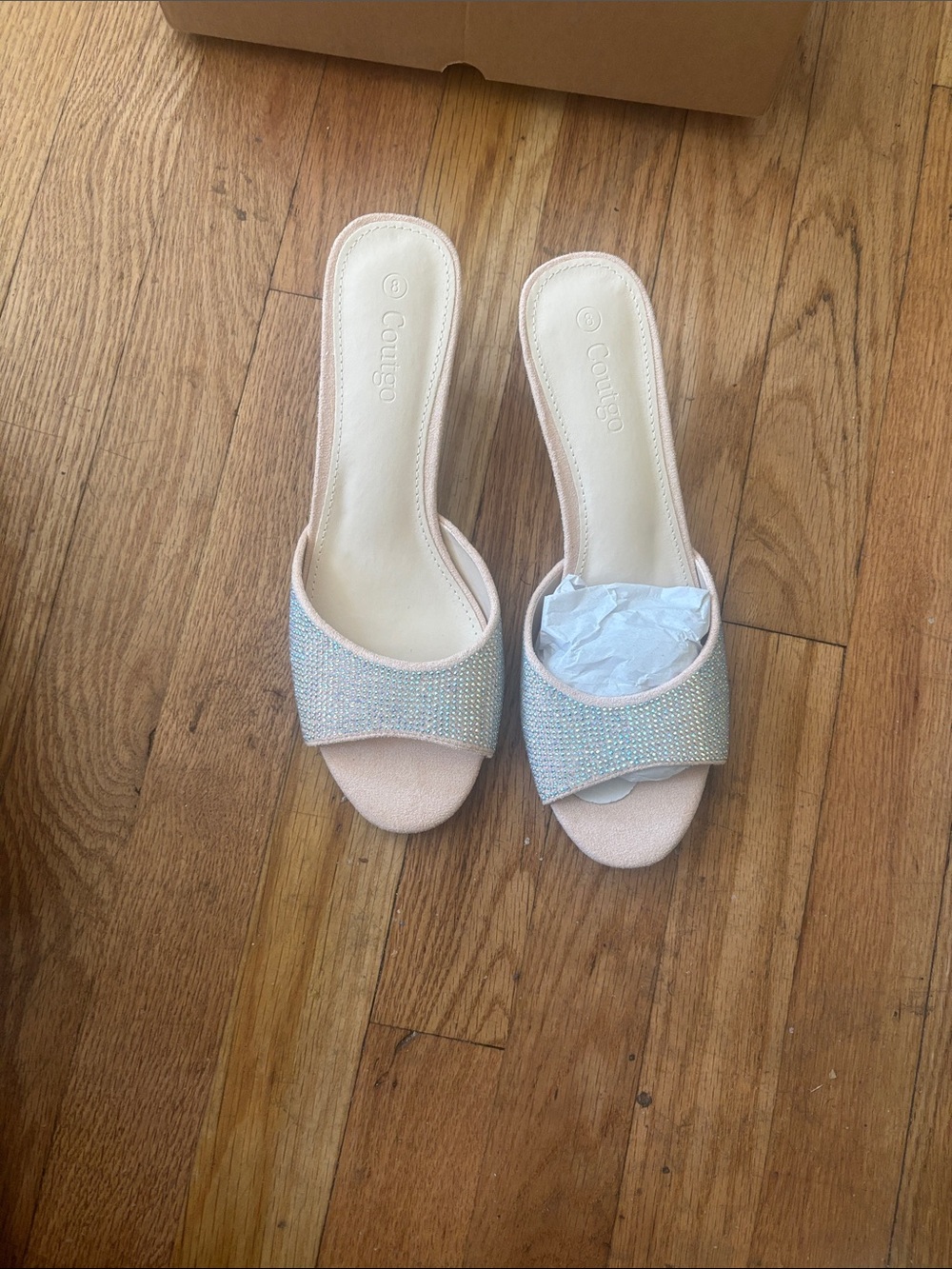 Coutgo Pink Iridescent Slide Mules